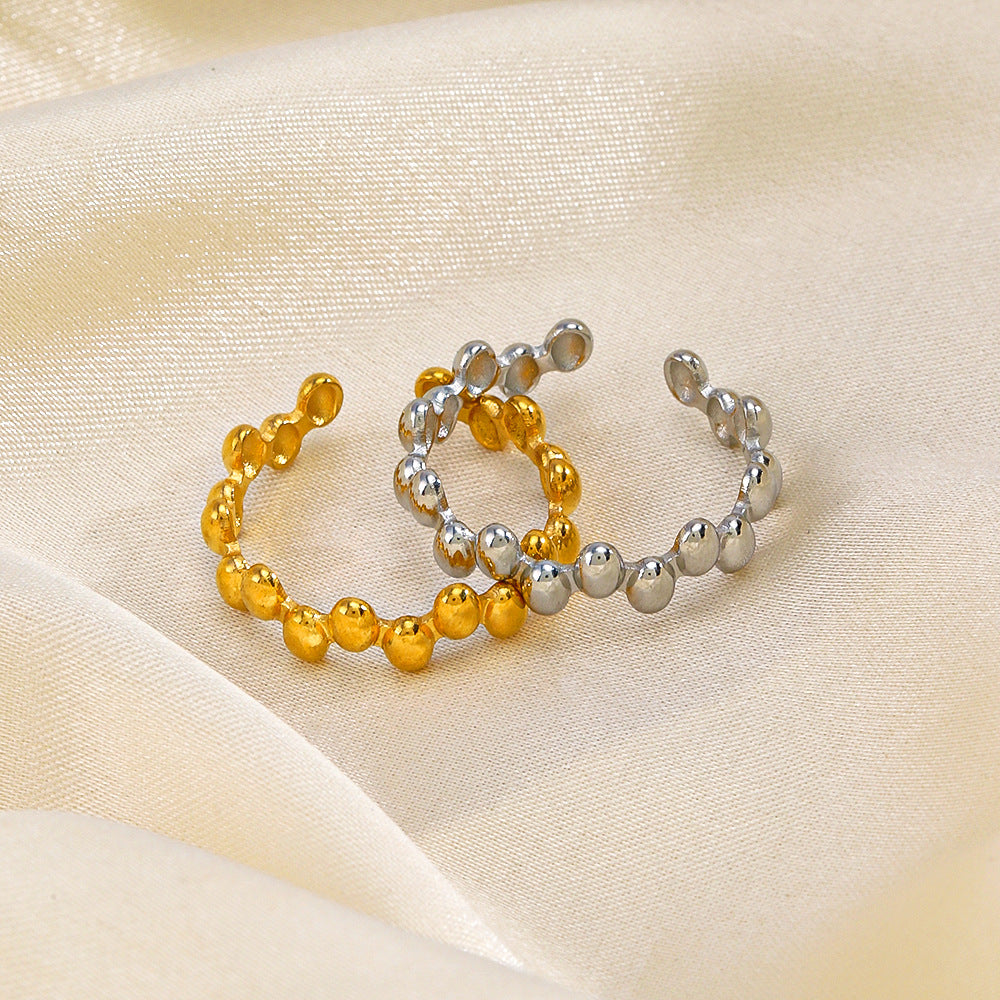 Stitching Irregular Opening Adjustable Stainless Steel Rings