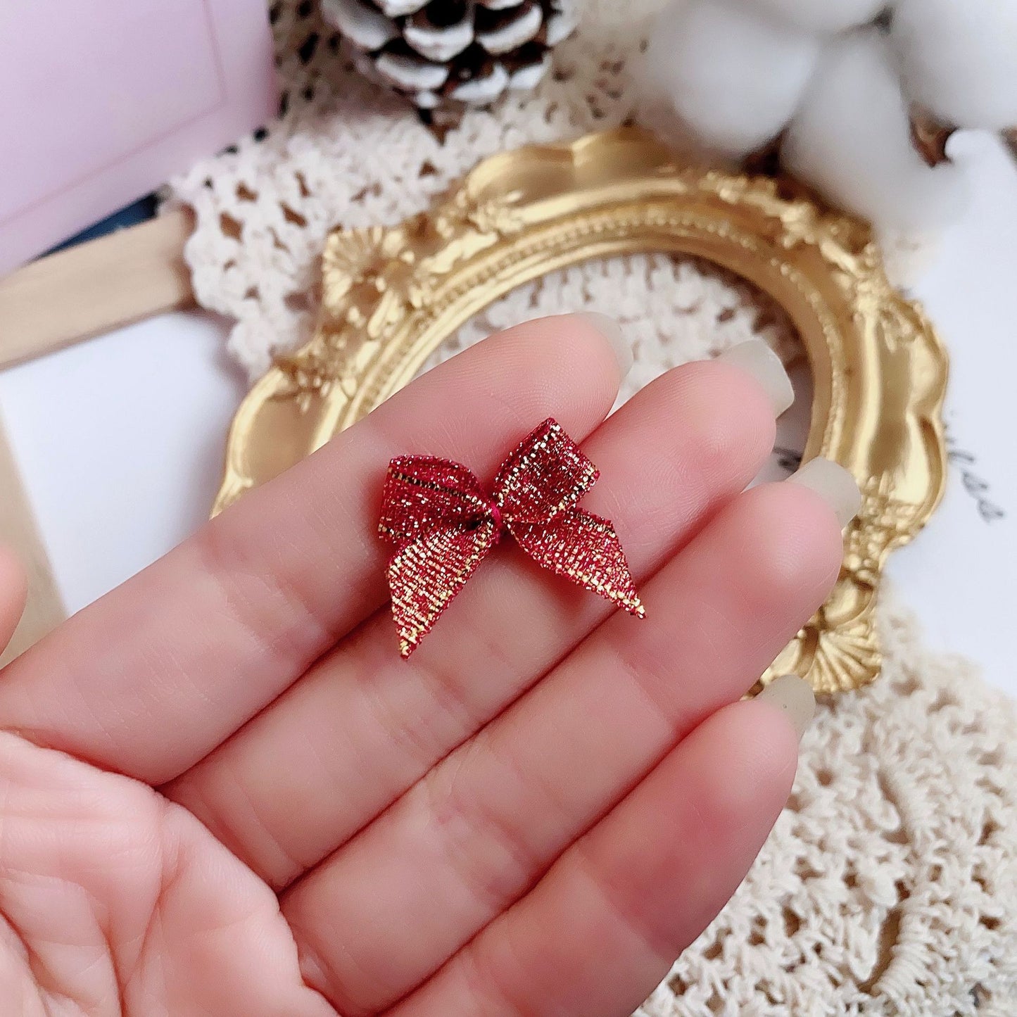 Bow Titanium Steel Ear Bone Color Rotating Twist Ball Earrings