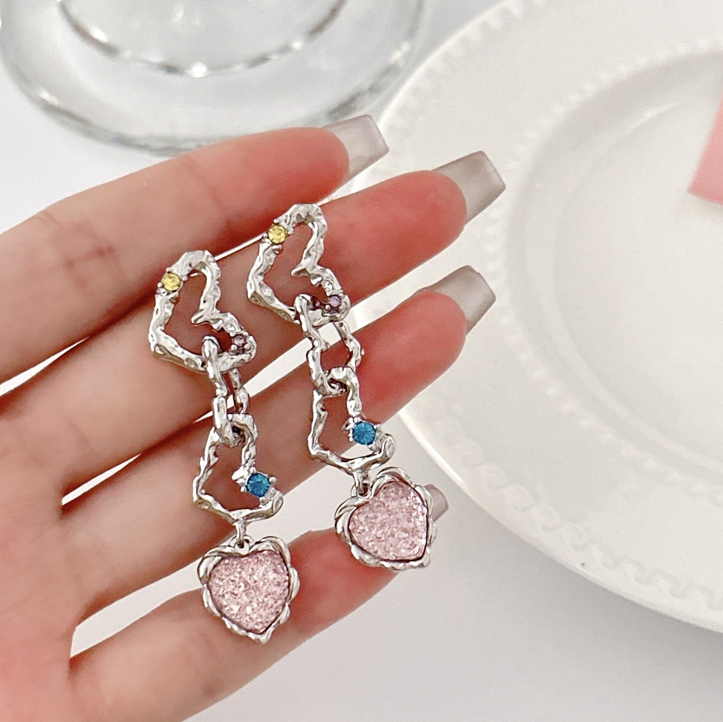 Needle Niche Love Heart Trendy Female Simple Graceful Earrings