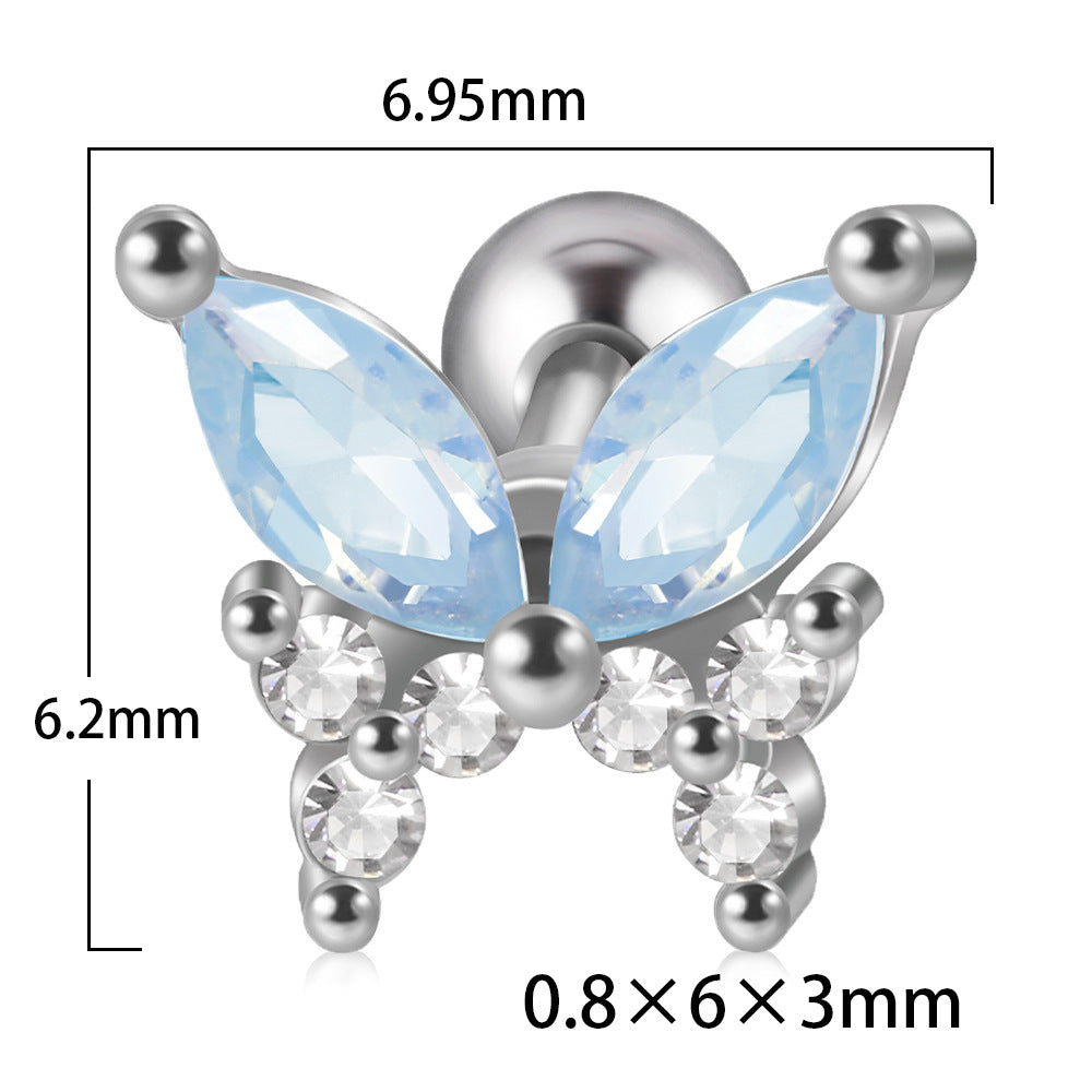 Stainless Steel Fashion Zircon Butterfly Personality Earrings