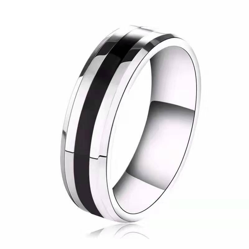 Personality Brushed Drop Black Oil Titanium Steel Rings