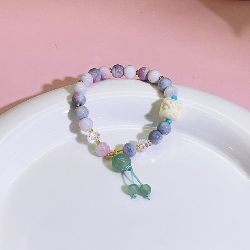 Style Colorful Lion Glass Ice Crack Ancient Sweet Princess Bracelets