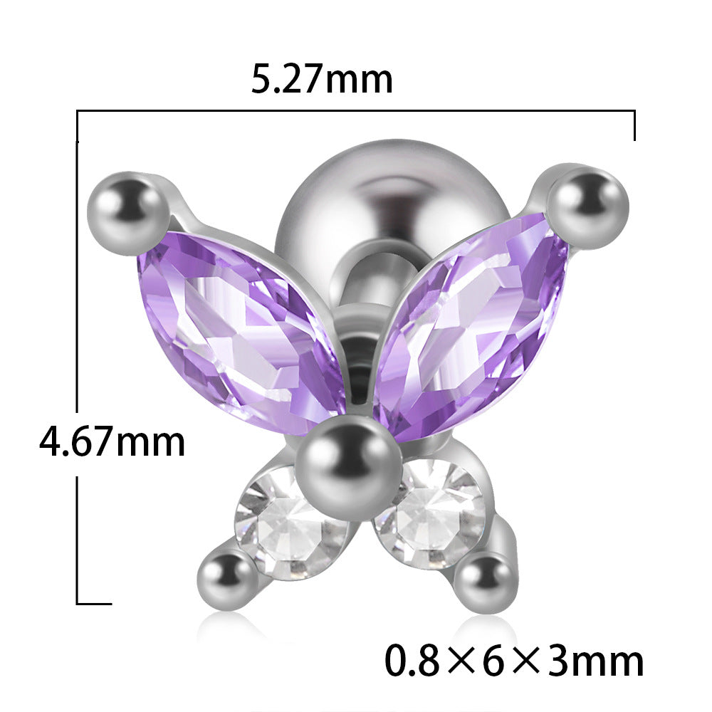 Stainless Steel Fashion Zircon Butterfly Personality Earrings
