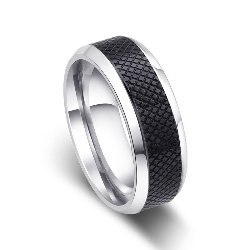 Men's Diamond Plaid Titanium Steel Personalized Minority Rings