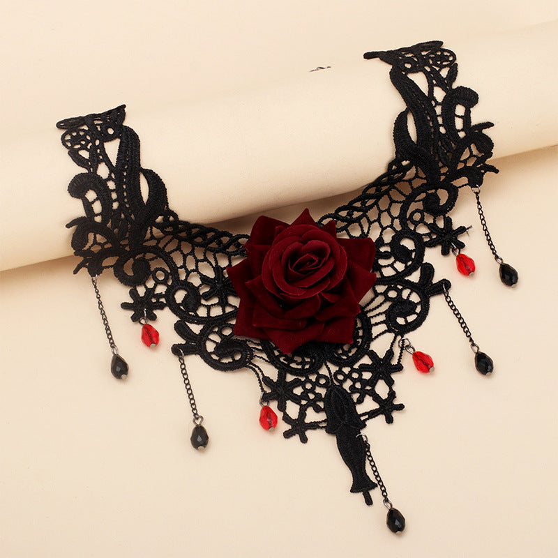 Style Lolita Gothic Lace Rose Niche Necklaces