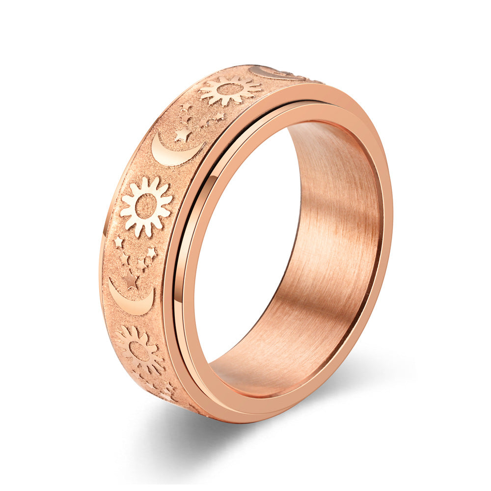 Sun Moon Star Titanium Steel Casting Rotatable Rings