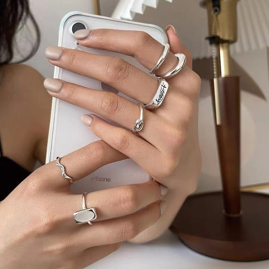 Retro Fashion Elegance Personality Sier Opening Rings