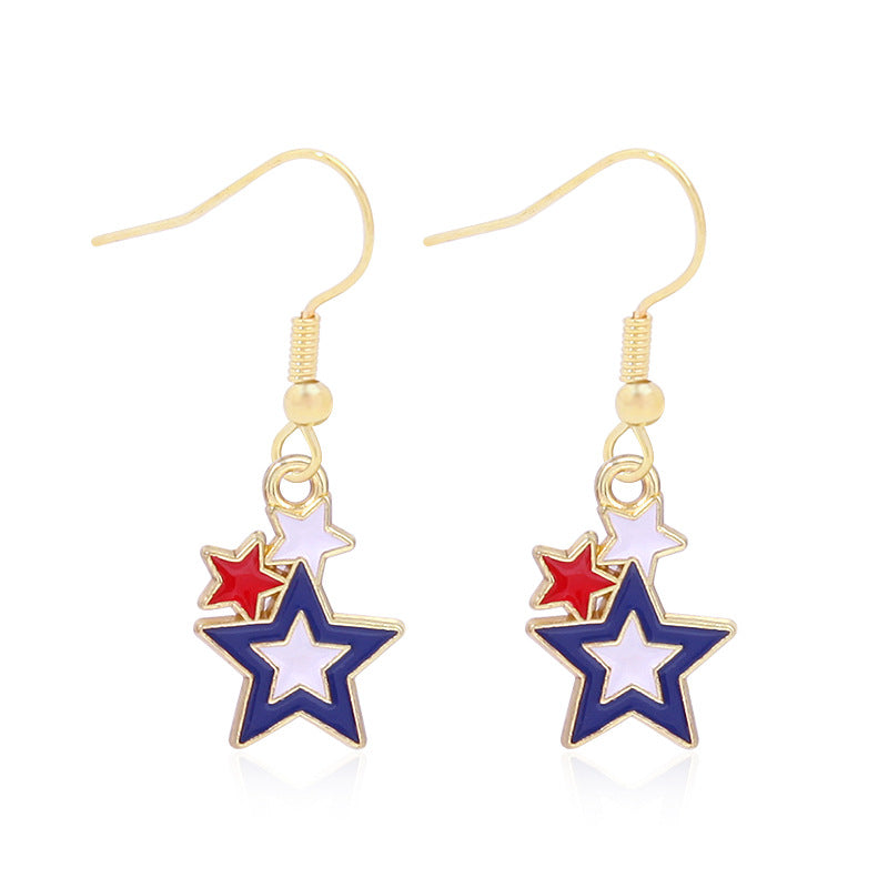 Alloy Dripping Oil Stars Stripes National Rings