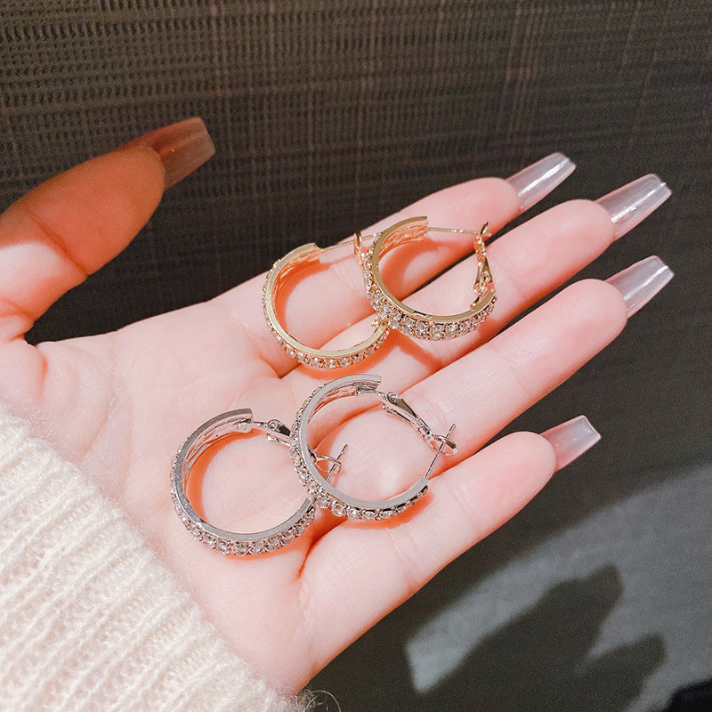 Women's Super Flash Hoop High-grade Light Luxury Temperament Small Earrings