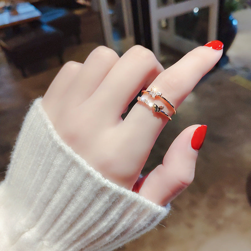Butterfly Female Refined Rhinestone Gang Drill Rings