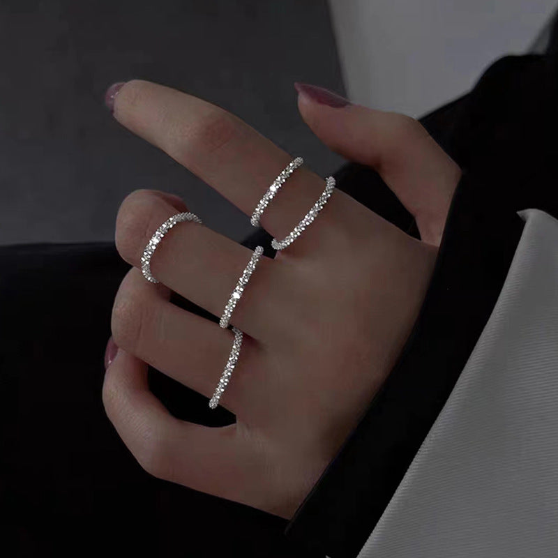 Sterling Sier Sparkling Starry Single Female Rings