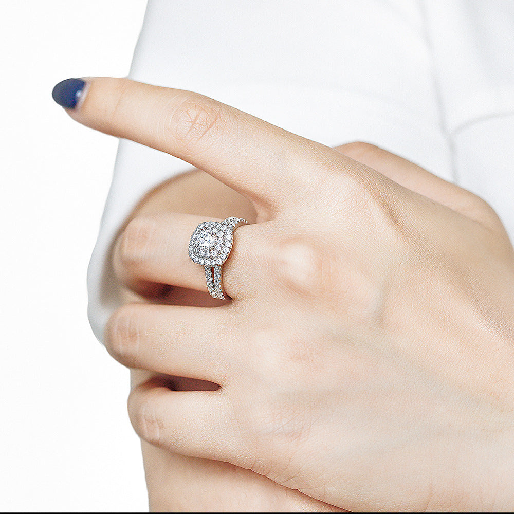 Wedding Suit Set Sterling Sier Zircon Rings