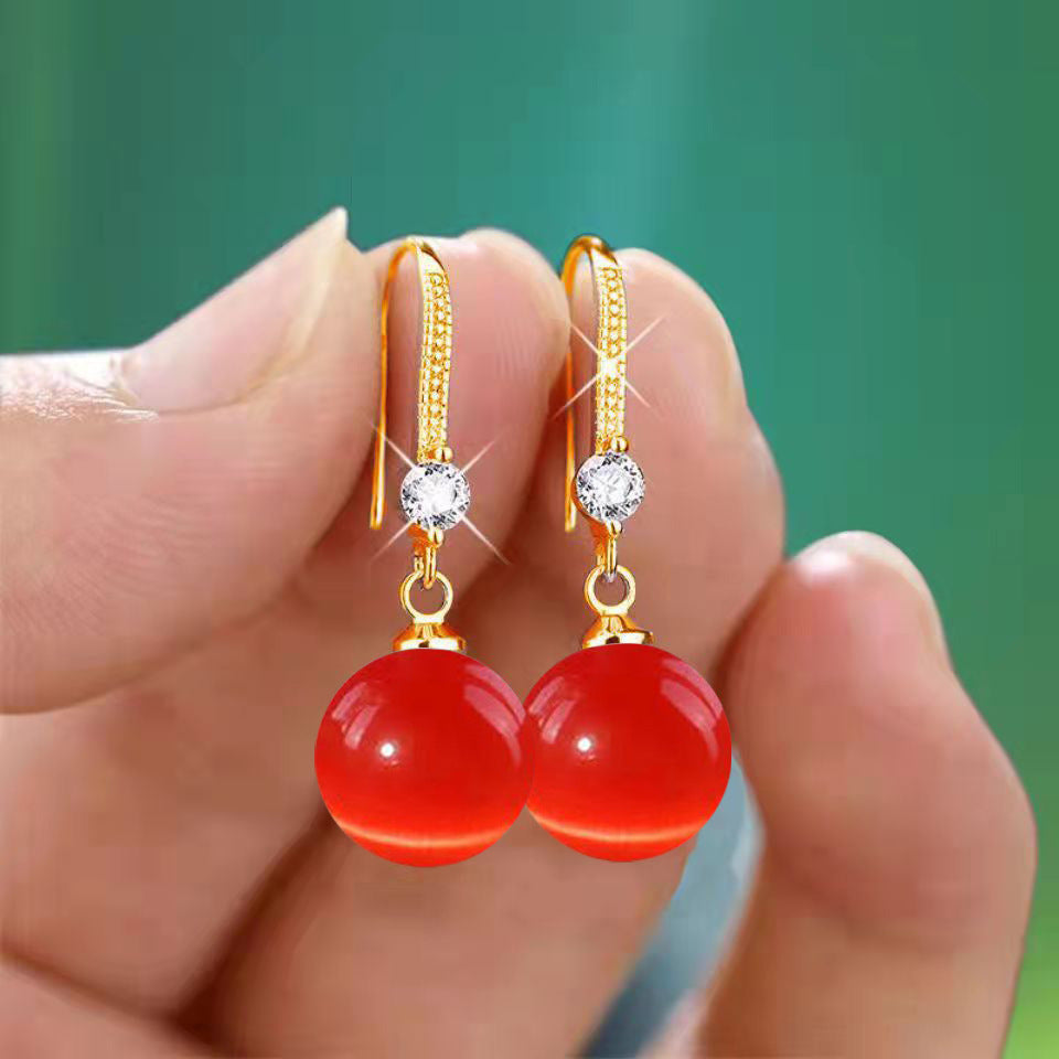 Yellow Red Blue Opal Ear Clip Female Zircon Delicate Earrings