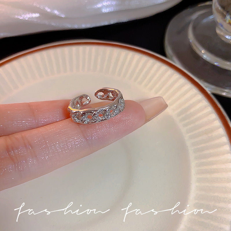 Sweet Cool Pink Diamond Love Heart-shaped Female Design Rings