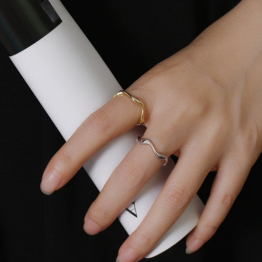 Women's Affordable Luxury Style Corrugated Sterling Sier Open Rings