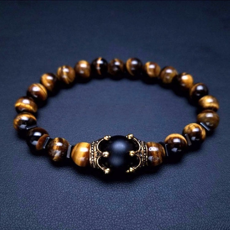 Popular Ornament Big Crown Tigereye Agate Bracelets