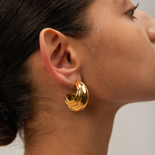 Gold Stainless Steel Shaped Small Size Earrings