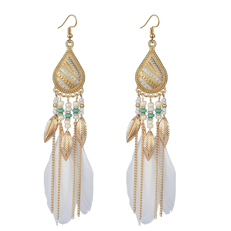 Women's Tassel For Water Drop Long Ethnic Earrings