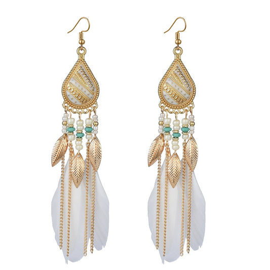 Women's Tassel For Water Drop Long Ethnic Earrings