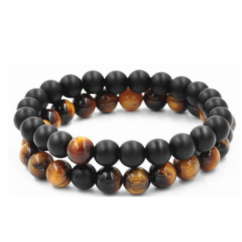 Men's Lava Stone Beads Couple Yellow Tiger Bracelets