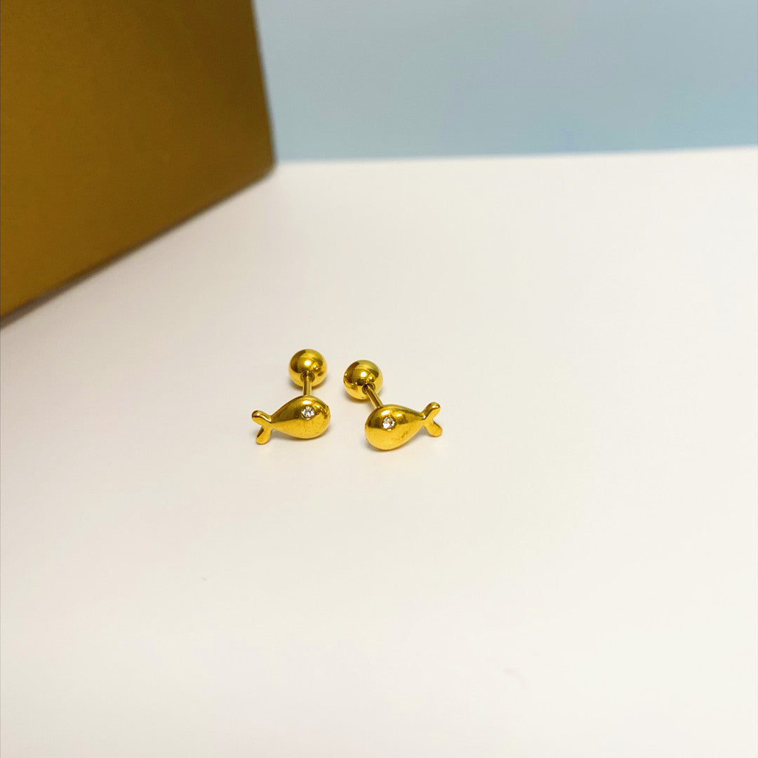 Women's Simple Small Golden Ear Bone Titanium Rings