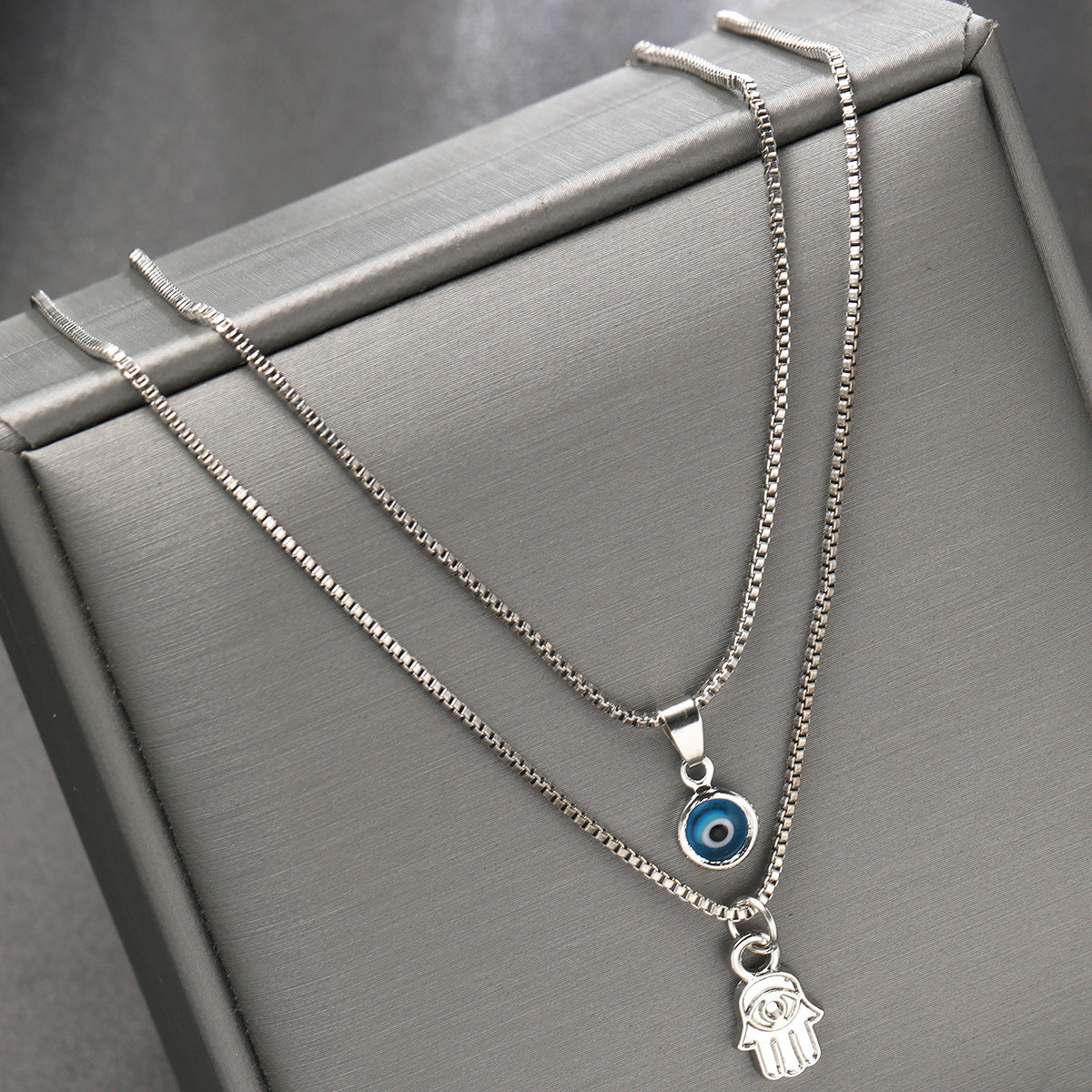 Simple Retro Devil Eye Palm Turkish Necklaces