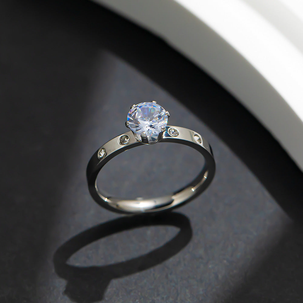 Affordable Luxury Fashion Titanium Steel Inlaid Rings