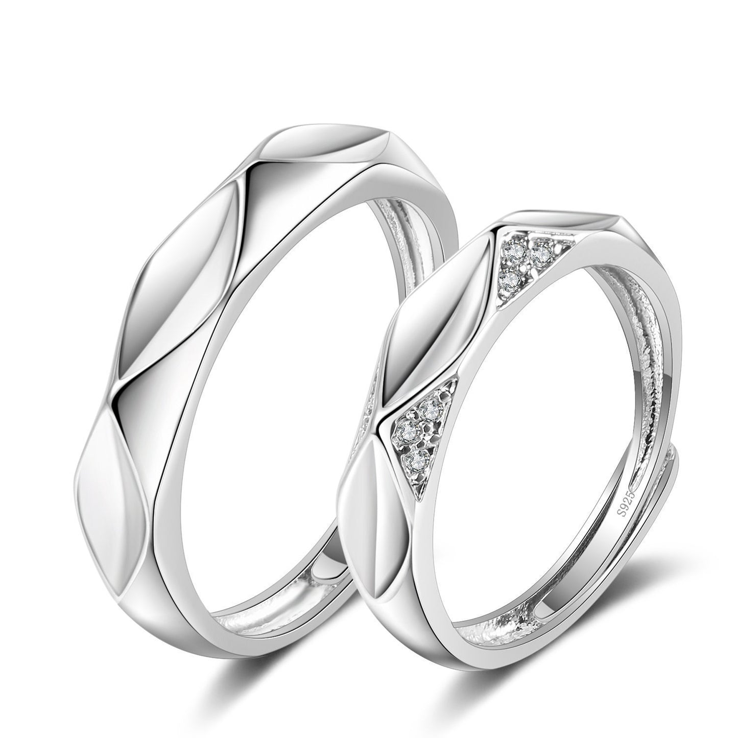 Women's & Men's Couple Sier Plated Jewelry Open Live Rings