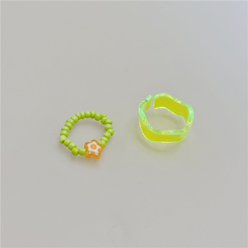 Retro Square Acrylic Geometric Resin Cold Wind Rings