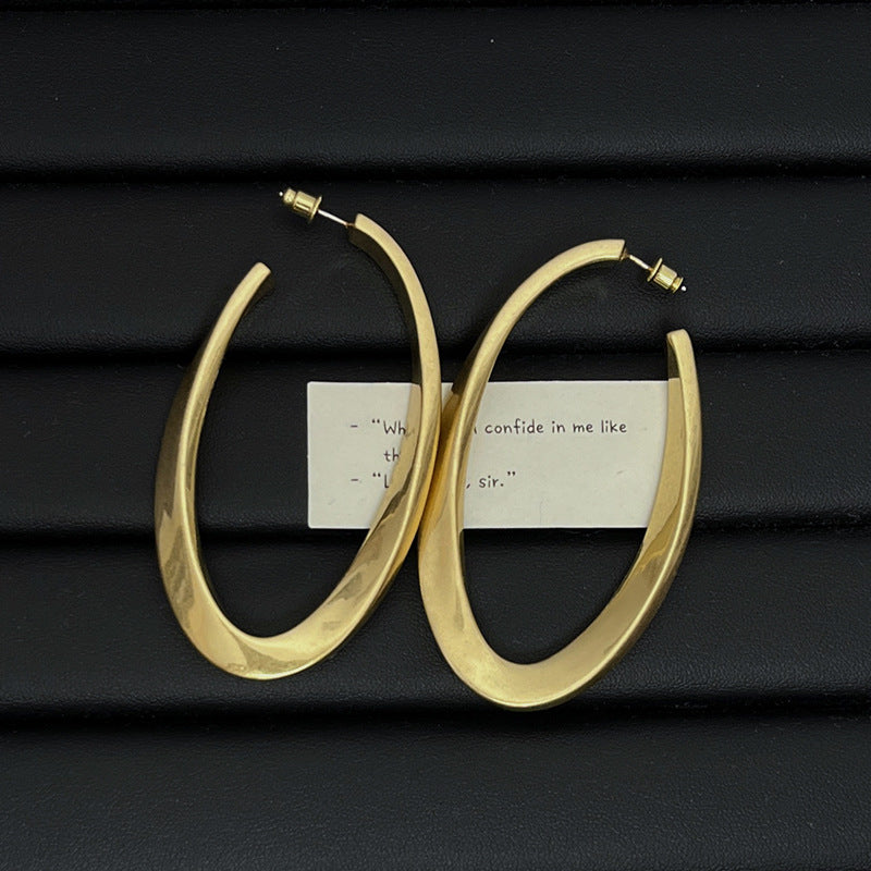 Needle Cold Landscape Oval Simple Fashion Design Earrings