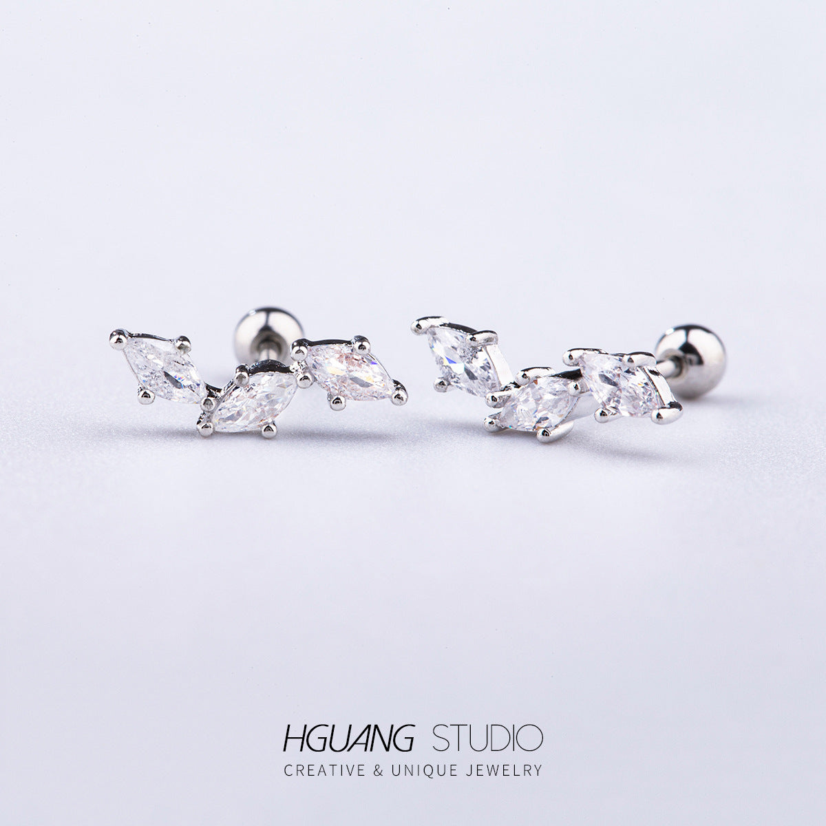 Steel Gold Micro Inlaid Zirconium Ear Earrings