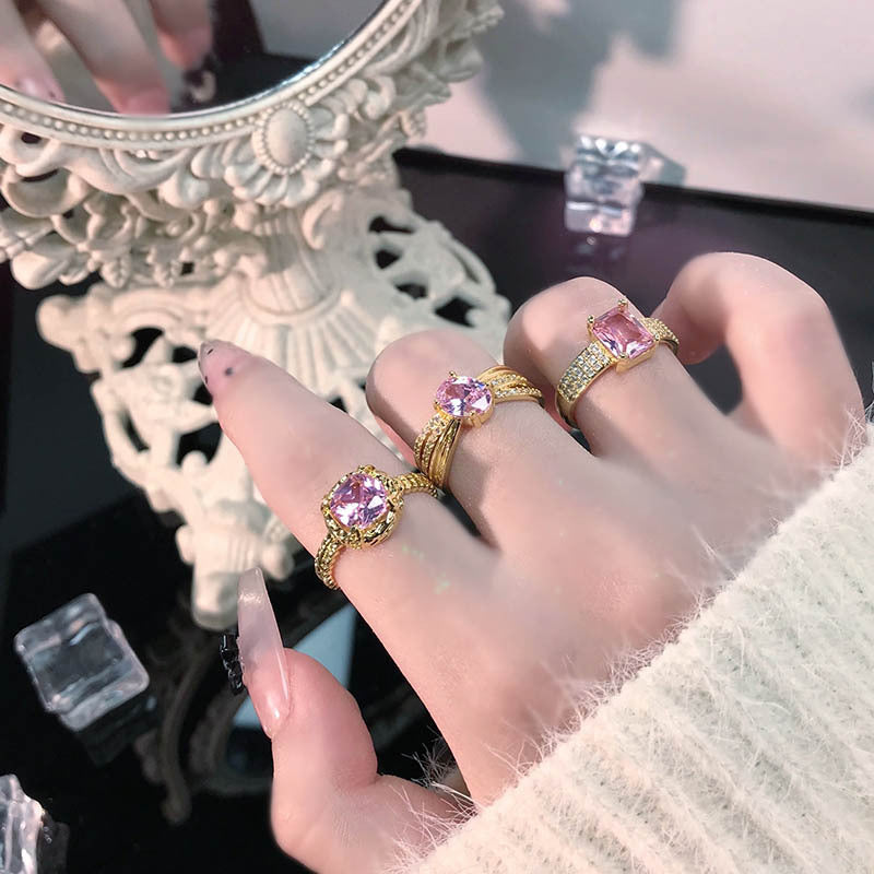 Women's Gold Pink Diamond Open For Niche Rings