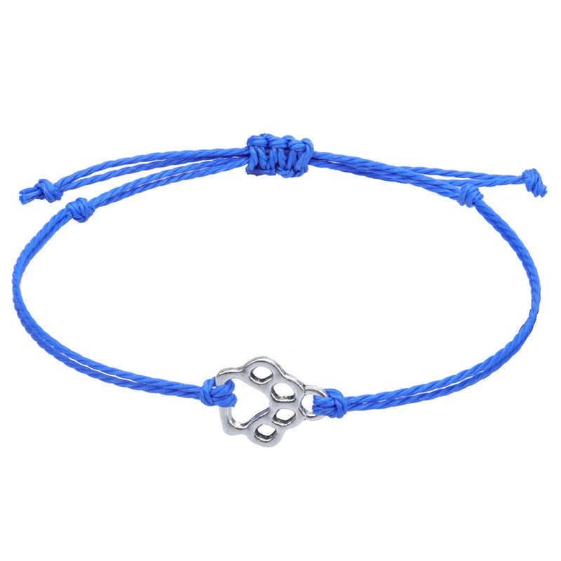 Women's Cat Dog Paw Prints Wax Line Bracelets