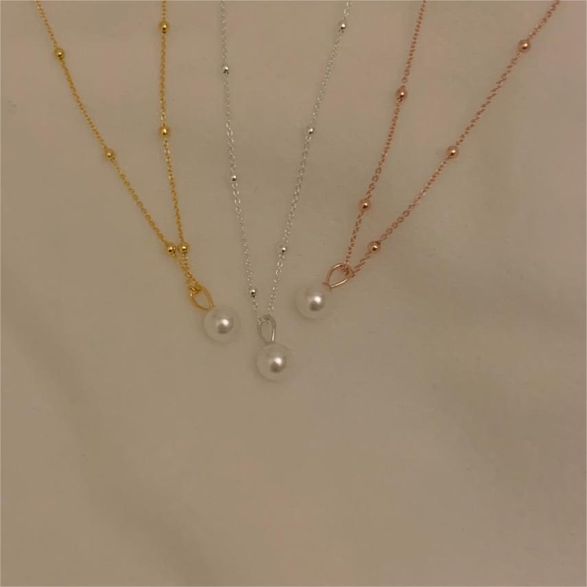 Korean Style Sterling Sier Beads Simple Cool Necklaces