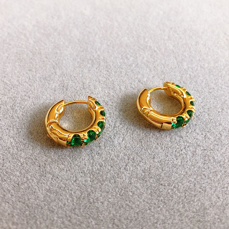 Women's Gold Plated Inlaid Emerald Fashion Elegant Earrings