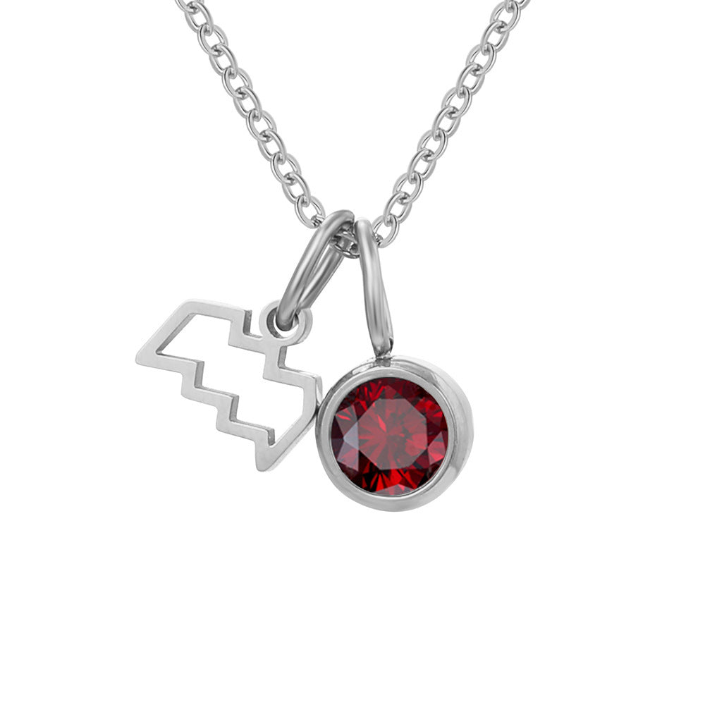 Women's Birthstone Twee Constellation Light Luxury Color Pendants