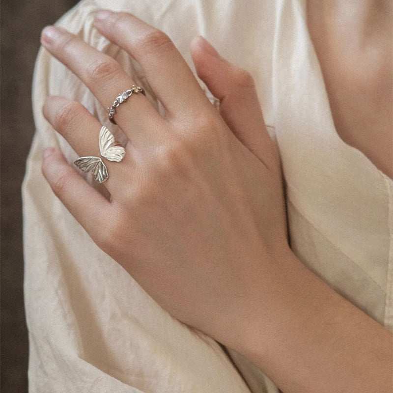 Fashion Graceful Personality Sweet Cool Sier Open Twin Rings