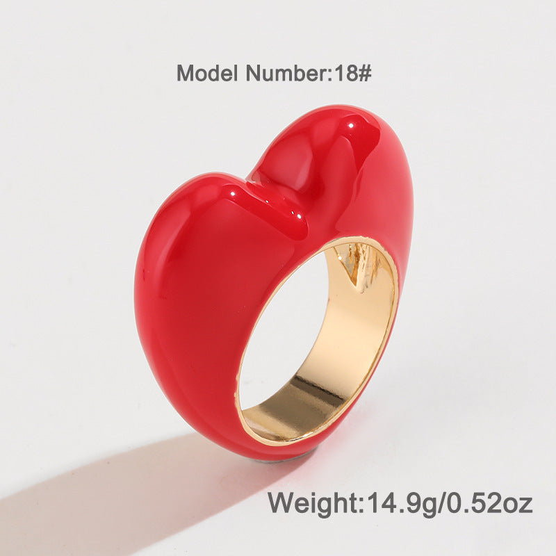 Peach Drop Oil Color Three-dimensional Enamel Rings