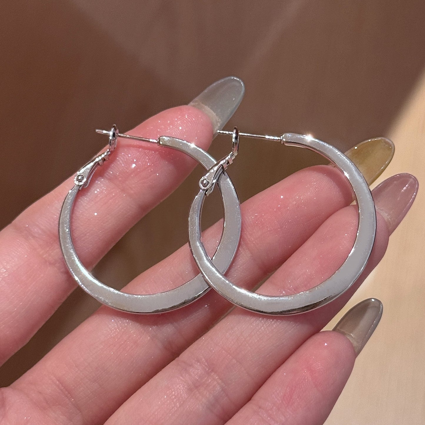 Trendy Elegant Circle Fashion Sier Cold Earrings