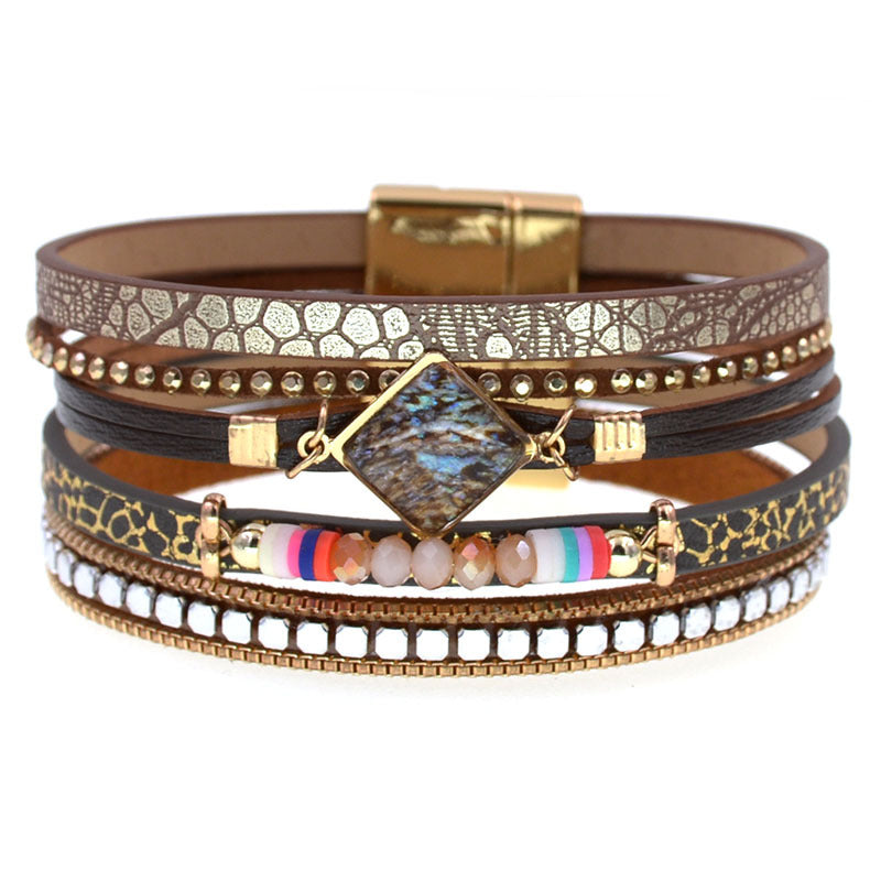Women's High Quality Leather Fashion Zircon Accessories Bracelets