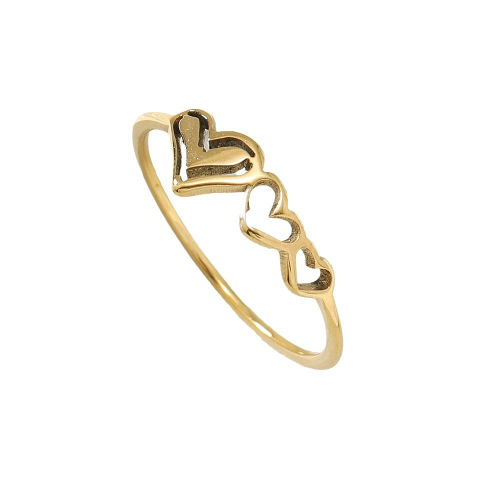 Simple Hollow Size Love Heart-shaped Personality Rings