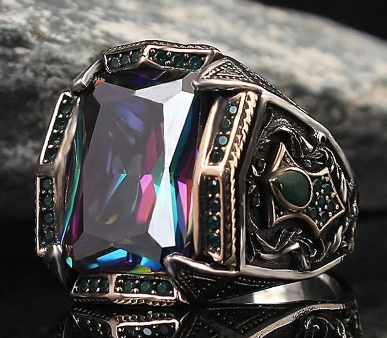 Men's Vintage Punk Style Alloy Hand Jewelry Rings