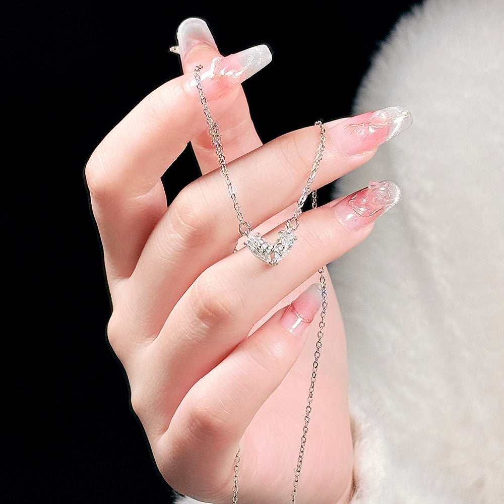 Women's Titanium Steel Water Drop Light Luxury Niche Zircon Necklaces