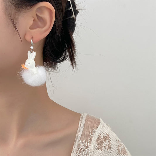 Cute Plush Rabbit Design Fashion Sweet Earrings