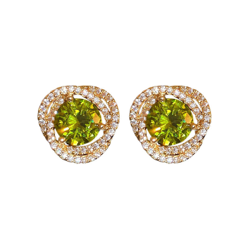 Zircon Flower Hollow Ear Light Luxury Minority Shining Stud Earrings