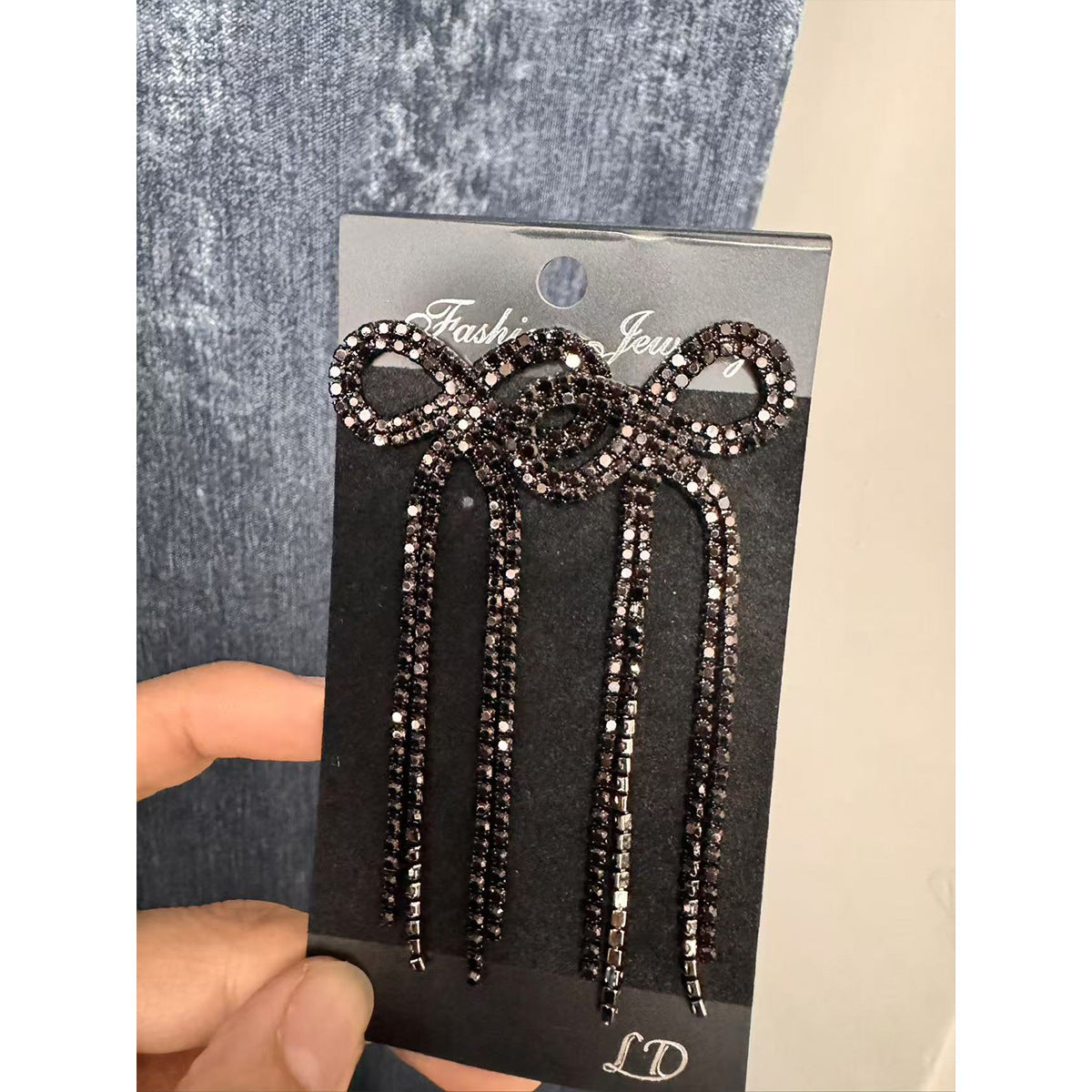 Bow Long Fringe Fashion Shiny Rhinestone Rings