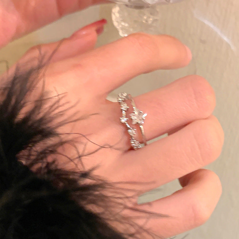 Simple Irregular Pentagram Female Design High Rings