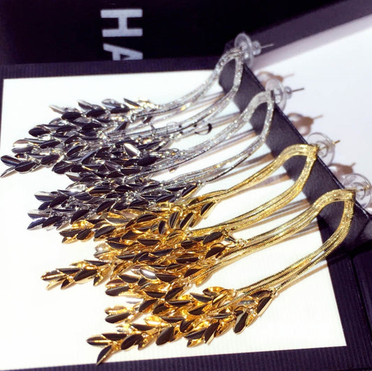 Needle Light Luxury High-grade Metal Tassel Earrings