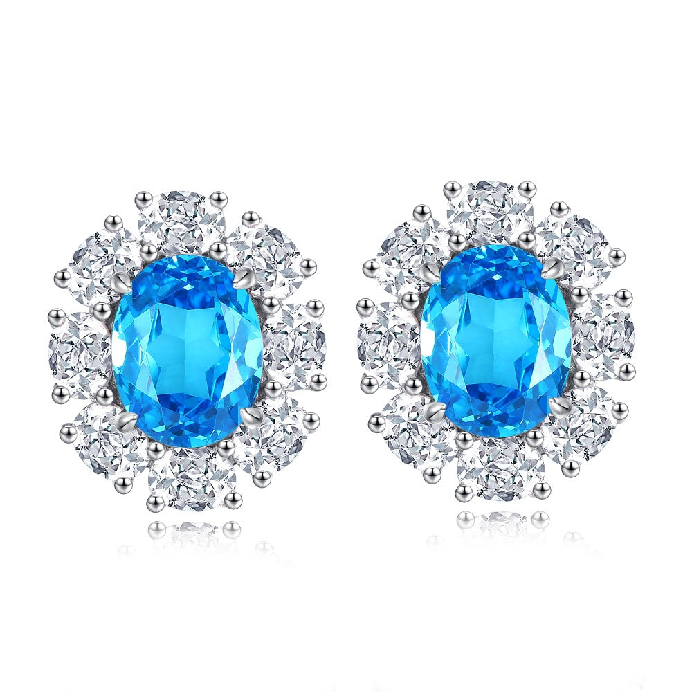 Women's Sterling Sier For Full Rhinestone Zircon High Carbon Earrings