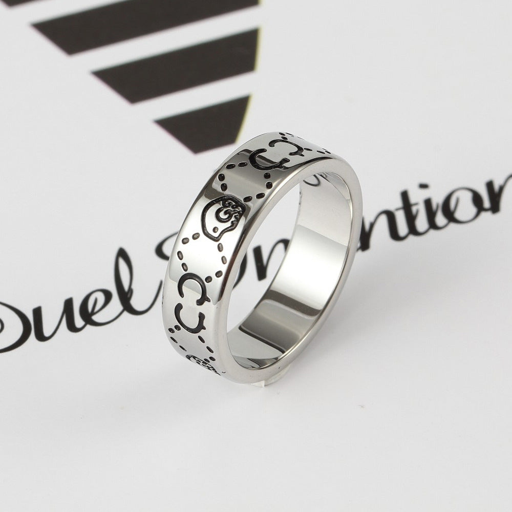 Bee Planet Ceramic Trendy Unique Couple Black Rings